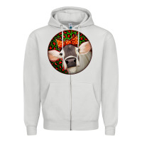 Dove Grey Christmas Cow, Zipper Hoodie - Jasminsmagicworld