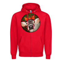 Red Christmas Cow, Zipper Hoodie - Jasminsmagicworld