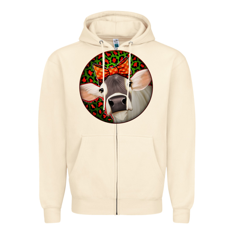 Christmas Cow, Zipper Hoodie by Jasminsmagicworld | Teevron