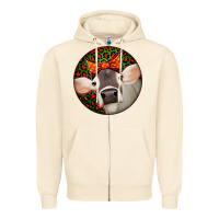 Sandshell Christmas Cow, Zipper Hoodie - Jasminsmagicworld