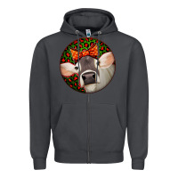 Smoke Christmas Cow, Zipper Hoodie - Jasminsmagicworld