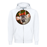 White Christmas Cow, Zipper Hoodie - Jasminsmagicworld