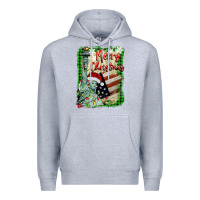 Heather Grey merry christmas  statue of liberty Premium Hoodie - BarkalooDesign
