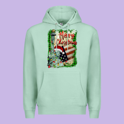 Merry Christmas  Statue Of Liberty Premium Hoodie Designed By Barkaloodesign