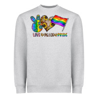 Heather Grey peace love pride Heavyweight Sweatshirt - CowhideDigitalArt