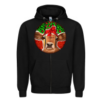 Black Christmas Cow Zipper Hoodie - Jasminsmagicworld