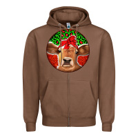 Chestnut Christmas Cow Zipper Hoodie - Jasminsmagicworld