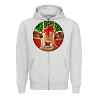 Dove Grey Christmas Cow Zipper Hoodie - Jasminsmagicworld
