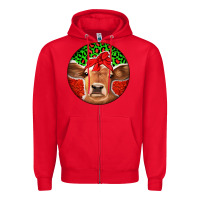Red Christmas Cow Zipper Hoodie - Jasminsmagicworld