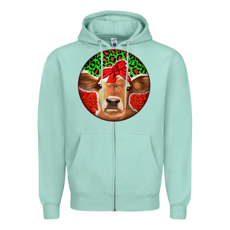 Christmas Cow Zipper Hoodie by Jasminsmagicworld | Teevron