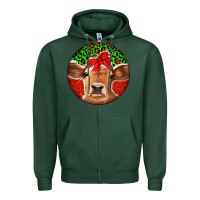 Sports Green Christmas Cow Zipper Hoodie - Jasminsmagicworld