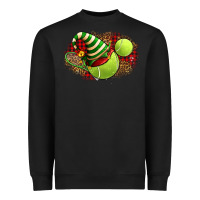 Black Tennis Christmas With Racket And Hat Heavyweight Sweatshirt - FaDigitalArtStudio