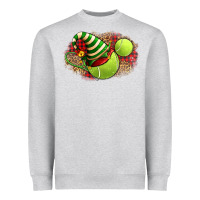 Heather Grey Tennis Christmas With Racket And Hat Heavyweight Sweatshirt - FaDigitalArtStudio