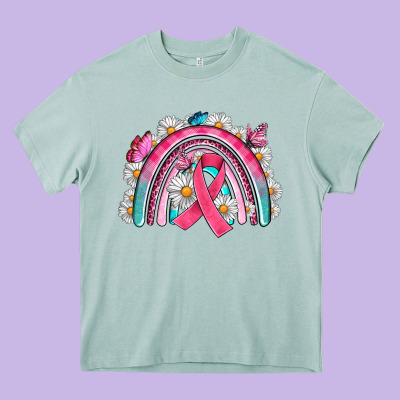 Breast Cancer Rainbow Heavy Core Tee Designed By Artiststas