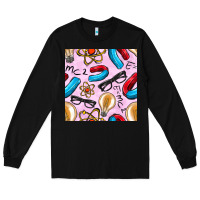 Black physics seamless pattern Long Sleeve Tee - BundleAndBundleShop