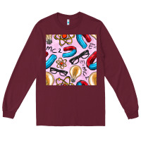 Burgundy physics seamless pattern Long Sleeve Tee - BundleAndBundleShop