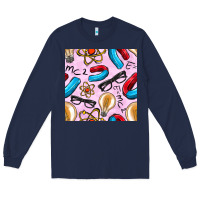 Navy physics seamless pattern Long Sleeve Tee - BundleAndBundleShop