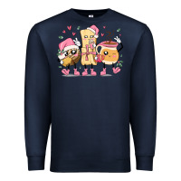 Navy mexican christmas pan dulce cartoon characters Premium Sweatshirt - MaliasSmallBusiness