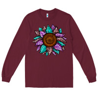 Burgundy sunflower leopard color Long Sleeve Tee - JahusDesignShop
