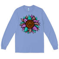 Colony Blue sunflower leopard color Long Sleeve Tee - JahusDesignShop