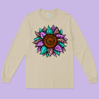 Sunflower Leopard Color Long Sleeve Tee Designed By Jahusdesignshop