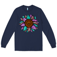 Navy sunflower leopard color Long Sleeve Tee - JahusDesignShop