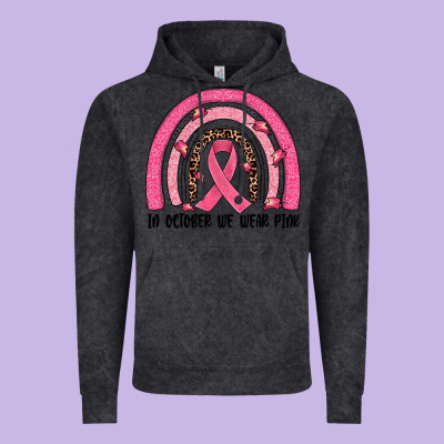 In October We Wear Pink Rainbow Vintage Hoodie Designed By Jahusdesignshop