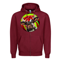 Burgundy Christmas Cow Zipper Hoodie - Jasminsmagicworld