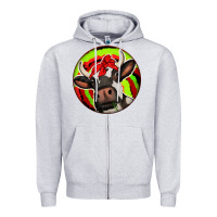 Heather Grey Christmas Cow Zipper Hoodie - Jasminsmagicworld