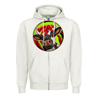 Oatmeal Heather Christmas Cow Zipper Hoodie - Jasminsmagicworld