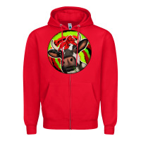 Red Christmas Cow Zipper Hoodie - Jasminsmagicworld