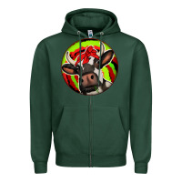 Sports Green Christmas Cow Zipper Hoodie - Jasminsmagicworld