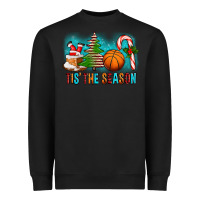 Black Tis The Season Christmas With Basketball And Candy Cane Heavyweight Sweatshirt - FaDigitalArtStudio