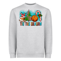 Heather Grey Tis The Season Christmas With Basketball And Candy Cane Heavyweight Sweatshirt - FaDigitalArtStudio