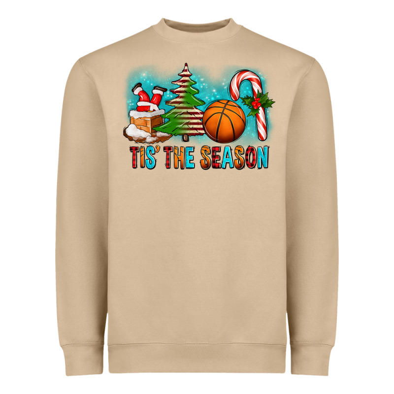 Tis The Season Christmas With Basketball And Candy Cane Heavyweight Sweatshirt by FaDigitalArtStudio | Teevron