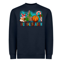 Navy Tis The Season Christmas With Basketball And Candy Cane Heavyweight Sweatshirt - FaDigitalArtStudio