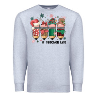 Heather Grey teacher christmas Premium Sweatshirt - MaliasSmallBusiness