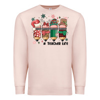 Pale Pink teacher christmas Premium Sweatshirt - MaliasSmallBusiness