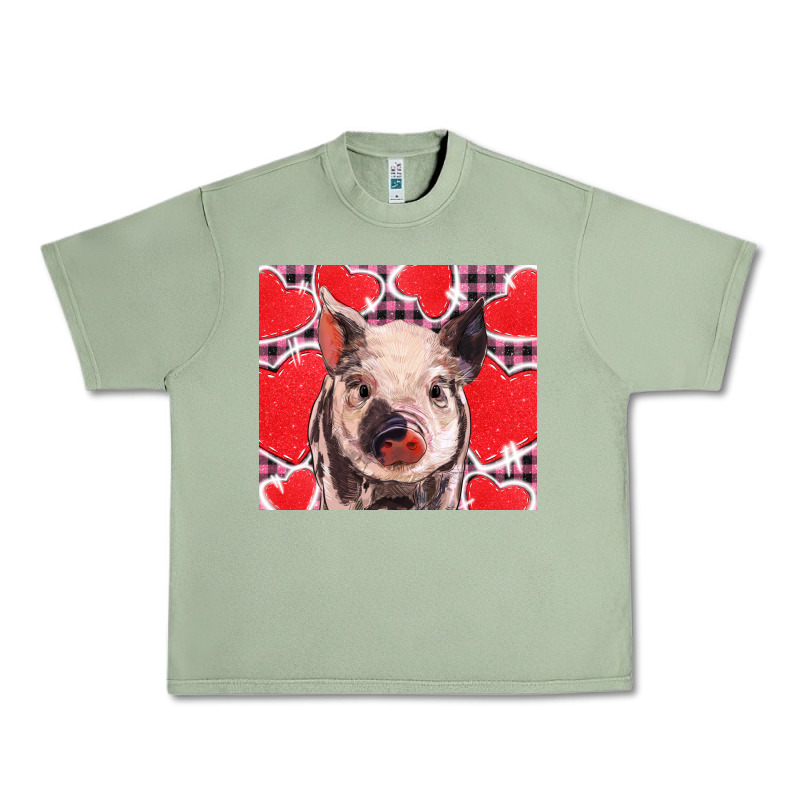 Valentine's Day Glitter Hearts Pig Urban Heavy Tee by BarkalooDesign | Teevron