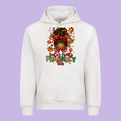Santas Favorite Pharmacy Tech Afro Messy Bun Urban Hoodie Designed By Texasbilliewilder