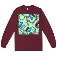 Burgundy sciences seamless pattern Long Sleeve Tee - BundleAndBundleShop