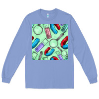 Colony Blue sciences seamless pattern Long Sleeve Tee - BundleAndBundleShop
