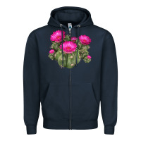 Navy eagle claws cacti Zipper Hoodie - LillyAllenDesigns