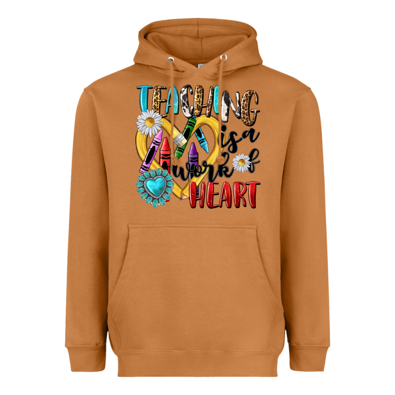 Teaching Is A Work Of Heart Heavyweight Hoodie by NancyCooperArtShop | Teevron