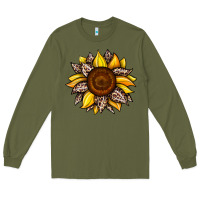 Army Green sunflower leopard Long Sleeve Tee - JahusDesignShop