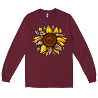 Burgundy sunflower leopard Long Sleeve Tee - JahusDesignShop
