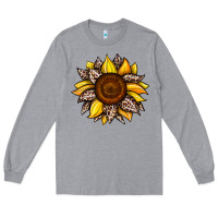 Heather Grey sunflower leopard Long Sleeve Tee - JahusDesignShop