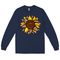 Navy sunflower leopard Long Sleeve Tee - JahusDesignShop