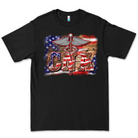 Black patriotic nurse certified nurse  assistant medilcal symbol  background Premium Tee - BarkalooDesign