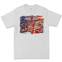 Dove Grey patriotic nurse certified nurse  assistant medilcal symbol  background Premium Tee - BarkalooDesign